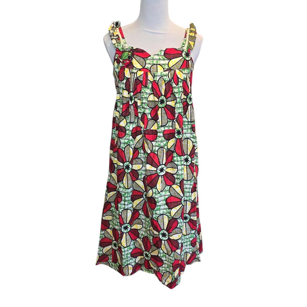 Handmade Floral Cotton House Dress with Pocket Sz L